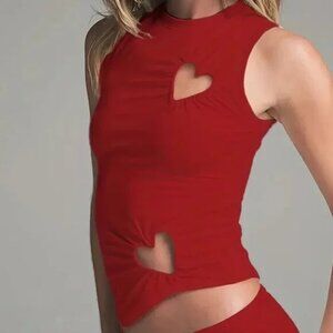 Heart Cutout Tank Top Sleeveless Tee